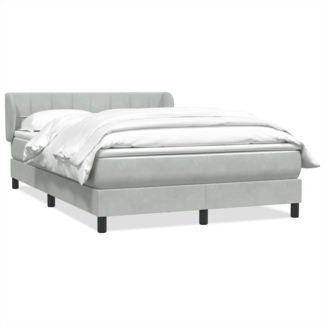 vidaXL Boxspringbett mit Matratze Hellgrau 140x220 cm Samt 3317565
