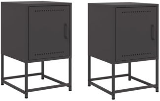 vidaXL Nachttische 2 Stk. Schwarz 36x39x60,5 cm Stahl 846447