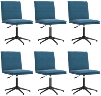 vidaXL Esszimmerstühle 6 Stk. Blau Samt 3315707