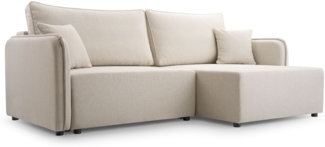 Selsey 'Kassian' Ecksofa mit Schlaffunktion und Bettkasten, hellbeige, rechts