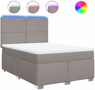 vidaXL Boxspringbett mit Matratze Taupe 140x200 cm Stoff 3292808