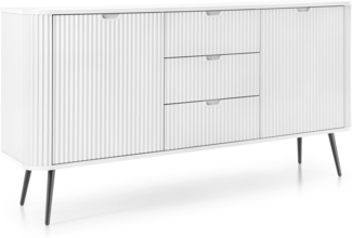 AX LIVING Lowboard TV Delvine 175 cm Weiß – mit goldfarbenen Füßen