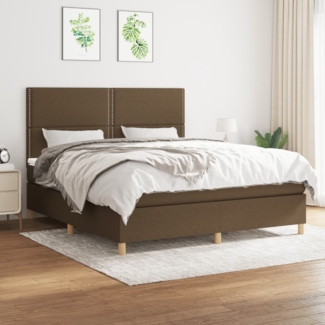 vidaXL Boxspringbett mit Matratze Dunkelbraun 180x200 cm Stoff 3142276