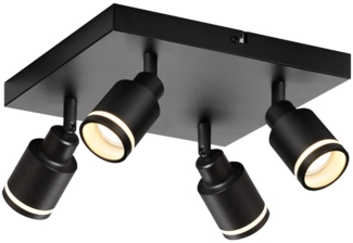 ZMH Deckenstrahler Modern Schwarz Deckenleuchte: 4 Flammig Schwenkbar Küchenlampe Eckig Deckenspots Metall Flurlampe GU10 Deckenlampe Strahler für Büro Schlafzimmer Esszimmer, Ohne Leuchtmittel