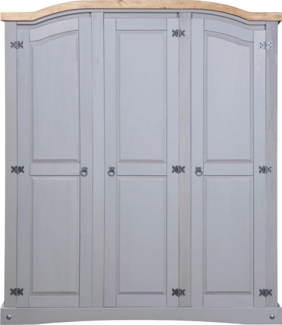 vidaXL Kleiderschrank Mexiko-Stil Kiefernholz 3 Türen Grau 282621