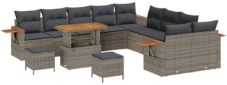 vidaXL Garten-Sofa-Set mit Kissen 13 pcs Grau 90 x 55 x 71 cm 3363238
