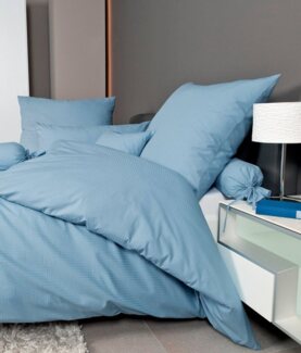 Janine Soft Seersucker Bettwäsche, Perlblau, 135x200 / 80x80 cm