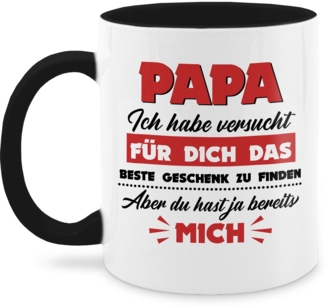 Shirtracer Tasse Papa ich habe versucht das Geschenk zu finden schwarz/rot, Keramik, Geschenk Vatertag Kaffeetasse