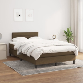 vidaXL Boxspringbett mit Matratze Dunkelbraun 120x200 cm Stoff, Härtegrad: H2 [3140124]