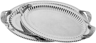 Serviertablett aus hochwertigem 18/10-Edelstahl - Elegant & Zeitlos - 2er Set Silber
