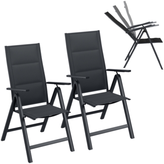 STEELSØN 'Alaris' Gartenstuhl Hochlehner, Komfort, Aluminium, anthrazit, 6-fach verstellbar und klappbar, wetterfester Klappstuhl, 2er-Set