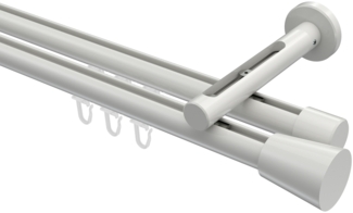 Innenlauf-Gardinenstangen-Set Siteno Sitra 280 cm (geteilt in 2x140 cm), 2-läufig, 20 mm Ø Weiß