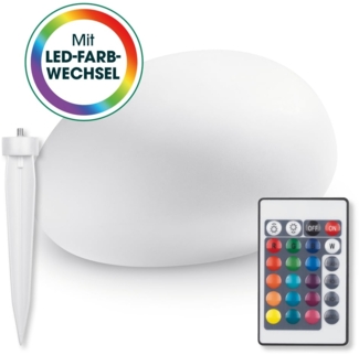 EASYmaxx Solar-Deko-Stein 40 x 30 x 16 cm IP67 | Gartenleuchte Deko-Stein mit LED Beleuchtung und Farbwechsel | Moderne Außen-Garten-Lampe, Dekoleuchte | Witterungsbeständig IP67, Fernbedienung