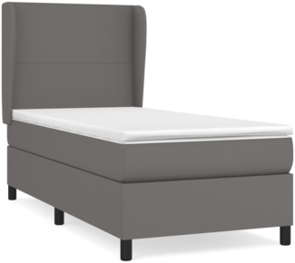 vidaXL Boxspringbett mit Matratze Grau 90x190 cm Kunstleder 3128887