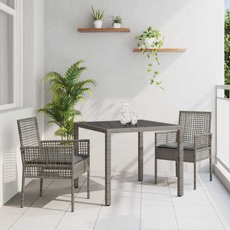 vidaXL Garten Essgruppe 3 pcs Grau Poly-Rattan 3334871