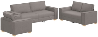 vidaXL Sofa 3 pcs Taupe Leinenmischgewebe 3324615
