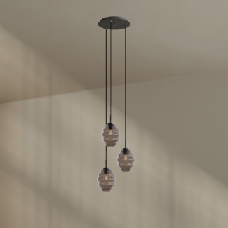 s.luce Echos Galerieleuchte 3-flammig Ø 40cm Baldachin Ø 18cm Rauch, Schwarz