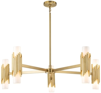 Elstead Lighting Marvele Kronleuchter 10-flammig Messing Opalglas