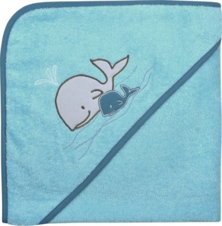 Wörner Kapuzenhandtuch Bio Kapuzenbadetuch "Walfamilie", Frottier, Walk-Frottier Uni