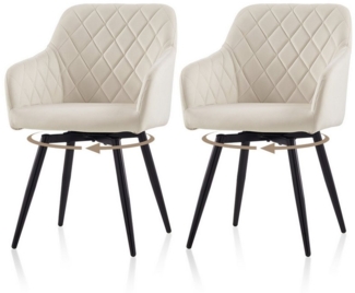 Ofcasa Esszimmerstuhl Drehstuhl (2er Set), Gepolsterter Küchenstuhl aus Samt