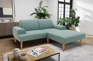 DOMO Collection Swift FK, Ecksofa, Federkern, Webstoff eisblau, 217 x 176 cm