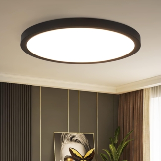 ZMH LED Deckenleuchte Flach Rund - 22CM Modern Schwarz 4000K Neutralweiß Badlampe IP44 Wasserfest für Flur Balkon Wohnzimmer Schlafzimmer Küche