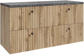 Waschtischunterschrank Saros 120 cm - Eiche - Waschbeckenunterschrank mit oberer Ablage