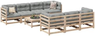 vidaXL 8-tlg. Garten-Sofagarnitur mit Kissen Massivholz Kiefer 3299324