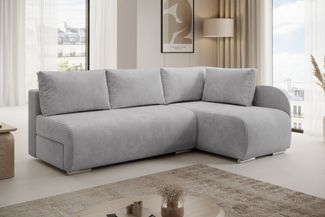 PROMETO Möbel Ecksofa Sofa mit Schlaffunktion, L-Form Links/Rechts, Cord-Stoff, Klein