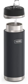THERMOS Isolierflasche ICON WATER BOTTLE, Edelstahlkörper, spülmaschinenfest, 0,71l, 12h kalt, schappsicher mit einklappbarem Flip-Strohalm