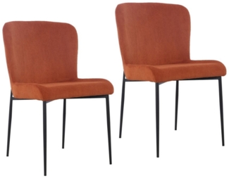 SVITA Esszimmerstuhl FREDDIE (2er-Set), 2er-Set, Cordbezug, Essstuhl, Stahlbeine, Modern, Orange
