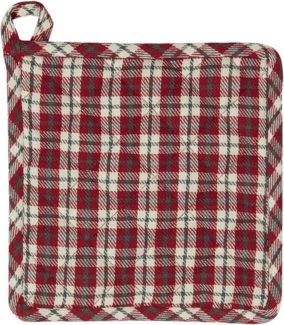 Clayre & Eef Topflappen Topflappen 20x20 cm, Hirsch-Motiv & Karomuster, mehrfarbig, Topflappen Weihnachten Hirsch Motiv Karo Clayre & Eef Baumwolle