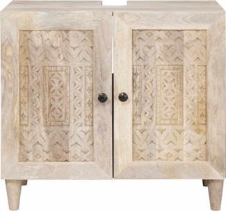 vidaXL Badezimmer Schrank Weiß 62 x 33 x 58 cm Massives Mango Holz 4018135