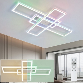 Nettlife LED Deckenleuchte Schlafzimmer RGB Dimmbar mit Fernbedienung Deckenbeleuchtung, RGB Farbwechsel, LED fest integriert, für Wohnzimmer Küche Flur 50W