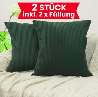 Amilian Dekokissen mit Füllung und Kissenbezug - 2er Set - Kissen, Zierkissen, Sofakissen, (2 Stück), Kopfkissen, Kuschelkissen, Couchkissen mit Kissenfüllung