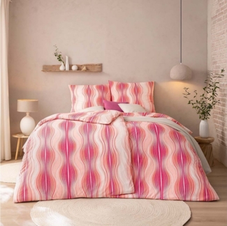 Estella Mako-Interlock-Jersey Bettwäsche Atelier Marisol 135x200 + 1 x Kissen 80 x 80 Grafisch koralle