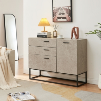 Sideboard Lavangen 75 x 100 x 35 cm Betonoptik, hell [en. casa]
