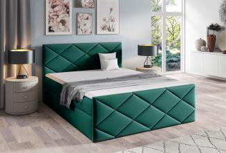 Boxspringbett Schlafzimmerbett KOSMOS 160x200 cm Stoff Monolith Grün