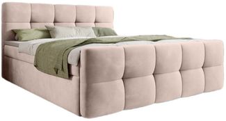 Luxusbetten24 Boxspringbett Cozy Samt, inklusive PU-Schaum Topper