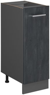 Apothekerschrank R-Line Schwarz Beton 30 cm ohne Arbeitsplatte Vicco