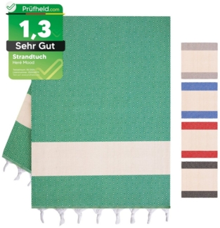 herémood Saunatuch XXL Hamamtuch 100x180 cm – Leichtes Saunatuch aus 100% Baumwolle, (schnelltrocknend & saugstark, Sehr Gut getestet, 1er & 2er-Set, ideal für Strand, Sauna & Wellness – Grün, 1-St)