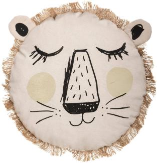 Rundes Kissen LÖWE für Kinderzimmer, Ø 44 cm, beige