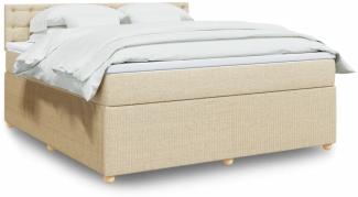 vidaXL Boxspringbett mit Matratze Creme 180x200 cm Stoff 3289854