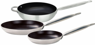 Elo Pfannen-Set Bistro Line 3 teilig, Aluminium (Set, 3-tlg, je 1 Bratpfanne Ø 24/28 cm, 1 Wok Ø 28 cm), Induktion