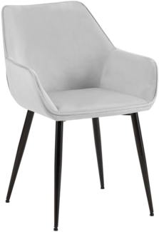 Esszimmerstuhl HORID - Samt Hellgrau 52x63x82 cm | Essstühle Esszimmerstühle Küchenstühle Wohnzimmerstühle