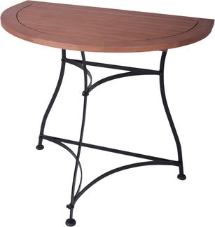 Balkontisch EINAR halbrund - Eukalyptus, Natürlich, 54 x 85 x 74 cm | Gartentisch Balkon-Tisch Kleiner Tisch Terrassentisch Verandatisch