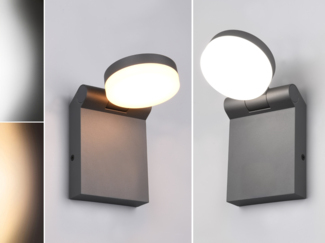 2er Set LED Außenwandleuchten Höhe 19cm Leuchtenkopf einstellbar, Schwarz