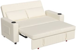 HOMALL Sofa Doppelschlafsofa, kompaktes Klappsofa, ausziehbares Schlafsofa, 5-fach verstellbare Rückenlehne, ausziehbares Sofa mit zwei Getränkehaltern, geeignet für Wohn- und Schlafzimmer