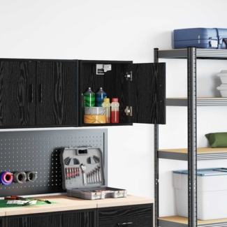 vidaXL Garagen-Wandschrank Schwarz Holzwerkstoff 860627