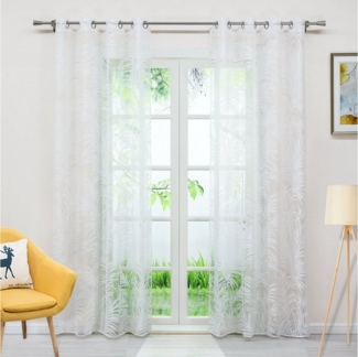 Joyswahl Gardine, Ösen (1 St), Voile Ausbrenner mit Blätter Muster